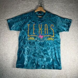 Vintage 90s Screen stars Texas tie dye single stitch tee shirt tshirt Size L